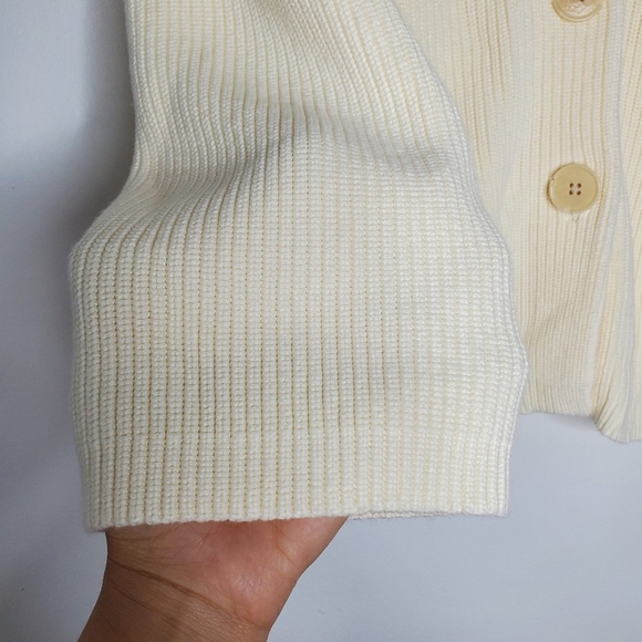 Talbots Womens Knit Cardigan Sweater Size M Button Front Cream Neutral Old Money - Picture 6 of 12